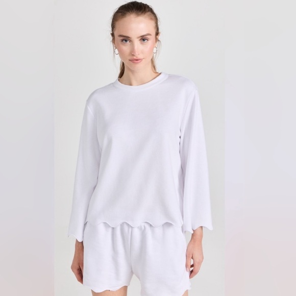 NWT Splendid Nori Scalloped Sweatshirt & Short Set Small - Picture 6 of 9